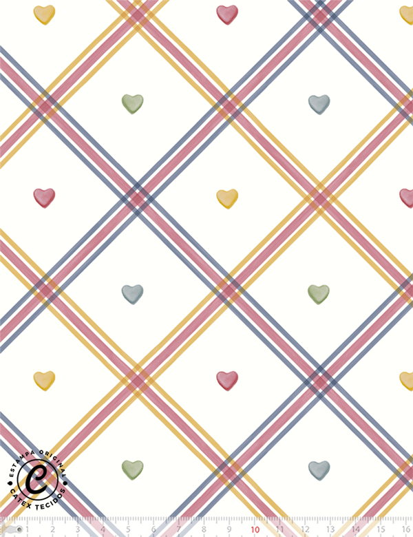 Tecido Tricoline Especial CuteCake - Xadrez Candy - 100% Algodao - Largura 1,50m