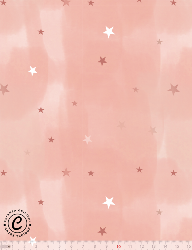 Tecido Tricoline Especial Coleção Josefinas por Lari Dias - Estrelinha Rosa - 100% Algodão - Largura 1,50m