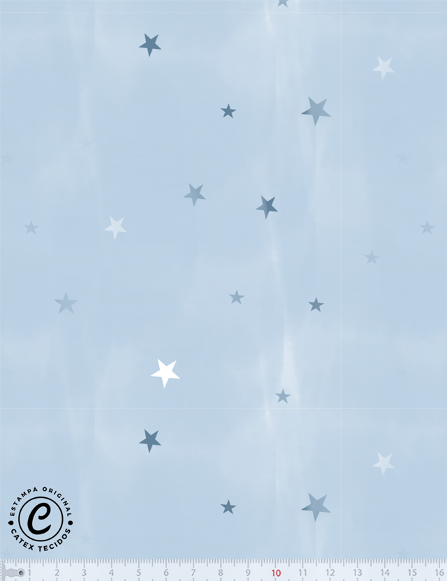 Tecido Tricoline Especial Coleção Josefinas por Lari Dias - Estrelinhas Azul - 100% Algodão - Largura 1,50m