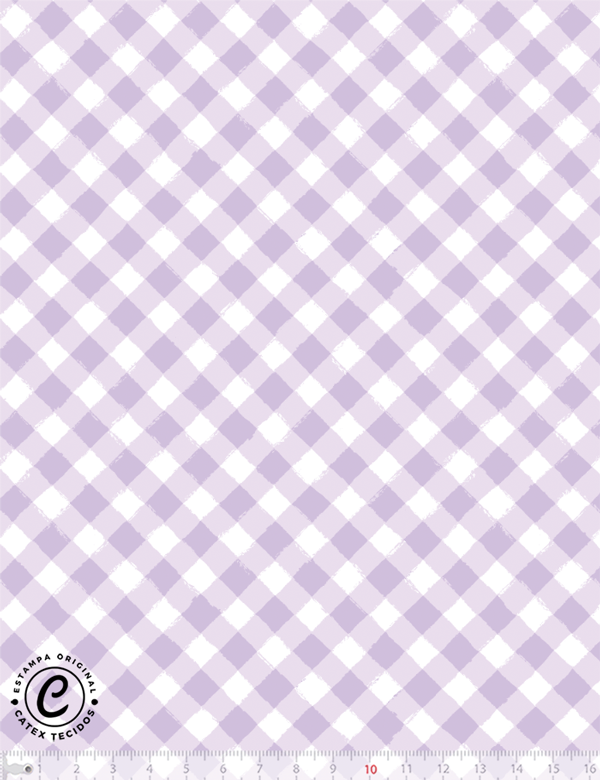 Tecido Tricoline Especial Coleção Mimomelo por Vanessa Guimarães - Xadrez P - Lavanda - 100% Algodão - Largura 1,50m