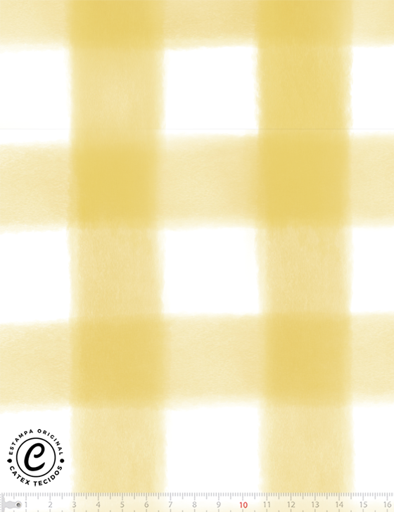 Tecido Tricoline Especial Coleção Josefinas por Lari Dias - Maxi Xadrez Amarelo - 100% Algodão - Largura 1,50m