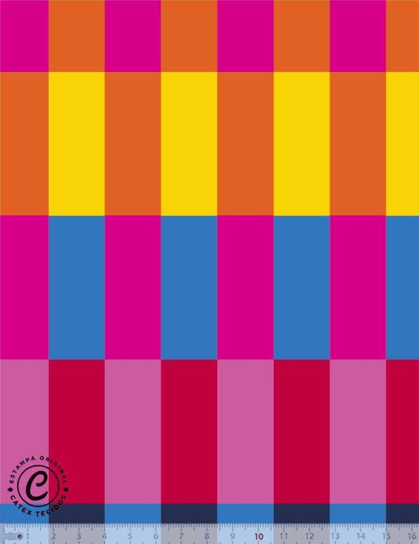 Tecido Tricoline Especial Coleção Vintage Pop - Listras Color Block - 100% Algodão - Largura 1,50m