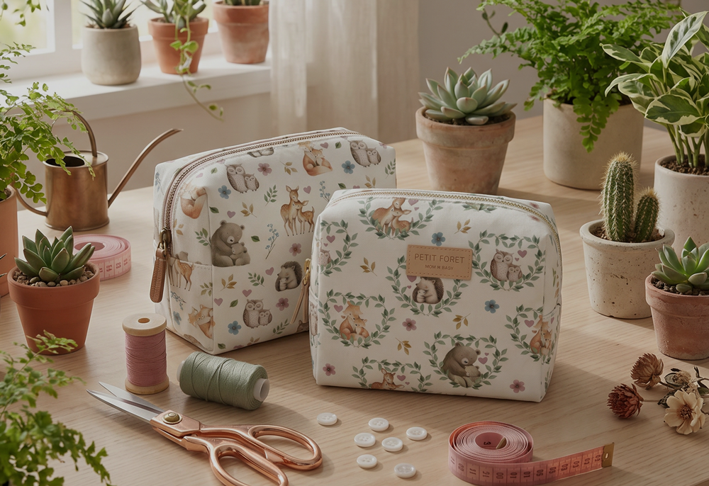 Duas necessaires com estampas que combinam entre si