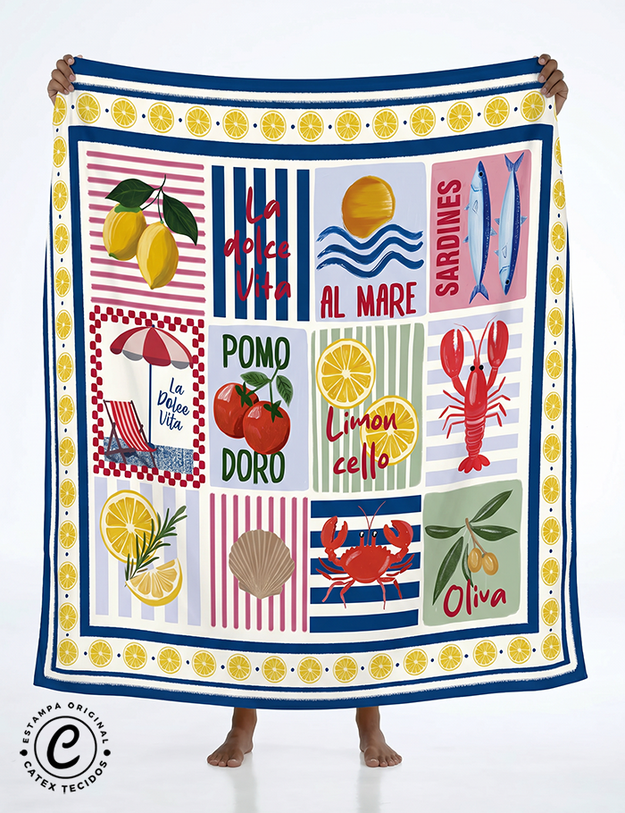 Tecido Viscose para Canga - Al Mare - 100% Viscose - 1,30m x 1,40m