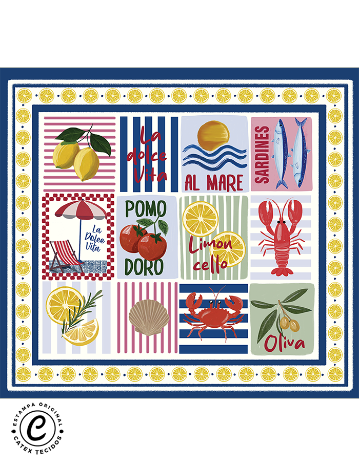 Tecido Viscose para Canga - Al Mare - 100% Viscose - 1,30m x 1,40m