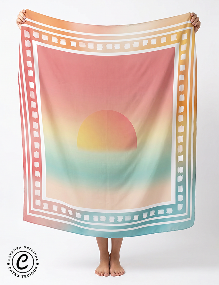 Tecido Viscose para Canga - Solar Degradê - 100% Viscose - 1,30m x 1,40m
