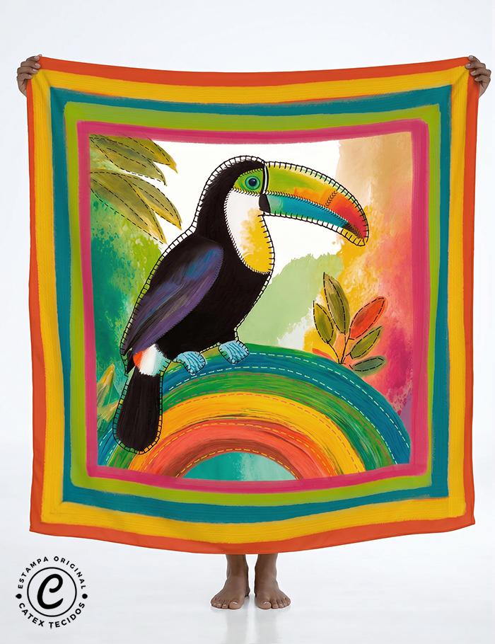 Tecido Viscose para Canga - Tucano Arco-Íris - 100% Viscose - 1,38m x 1,38m