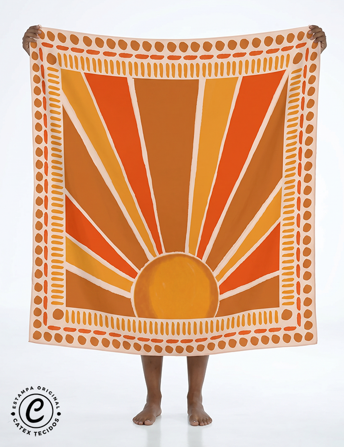 Tecido Viscose para Canga - O Sol - 100% Viscose - 1,30m x 1,40m