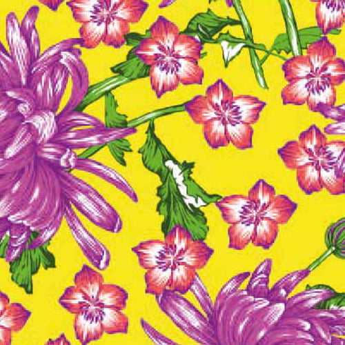 Tecido Chita Floral Amiens - Amarelo - 100% Algodão - Largura 1,40m