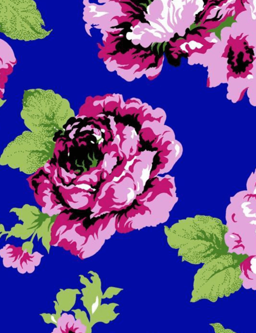 Tecido Chita Floral Anastácia Cor 1 - Azul - 100% Algodão - Largura 1,40m