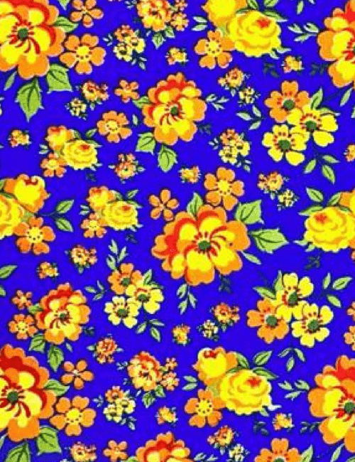 Tecido Chita Floral Brilho Matuto Cor 3 - Azul - 100% Algodão - Largura 1,40m
