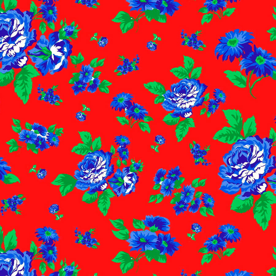 Tecido Chita Floral Caipira Cor 2 - Vermelho - 100% Algodão - Largura 1,40m