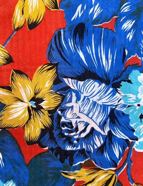 Tecido Chita Floral Maracatu Cor 1 - Vermelho - 100% Algodão - Largura 1,40m
