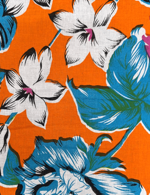 Tecido Chita Floral Raiar do Sertão Cor 3 - Laranja - 100% Algodão - Largura 1,40m