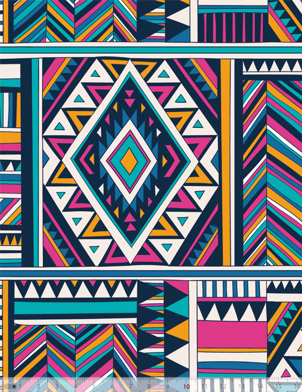 Tecido Tricoline Especial Tribal Mosaico - 100% Algodão - Largura 1,50m