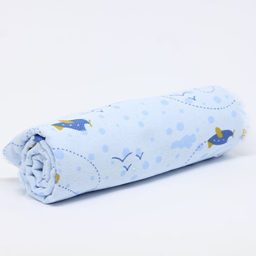 Tecido Flanela Baby - Avião no Céu - Azul - 100% Algodão - Largura: 80cm