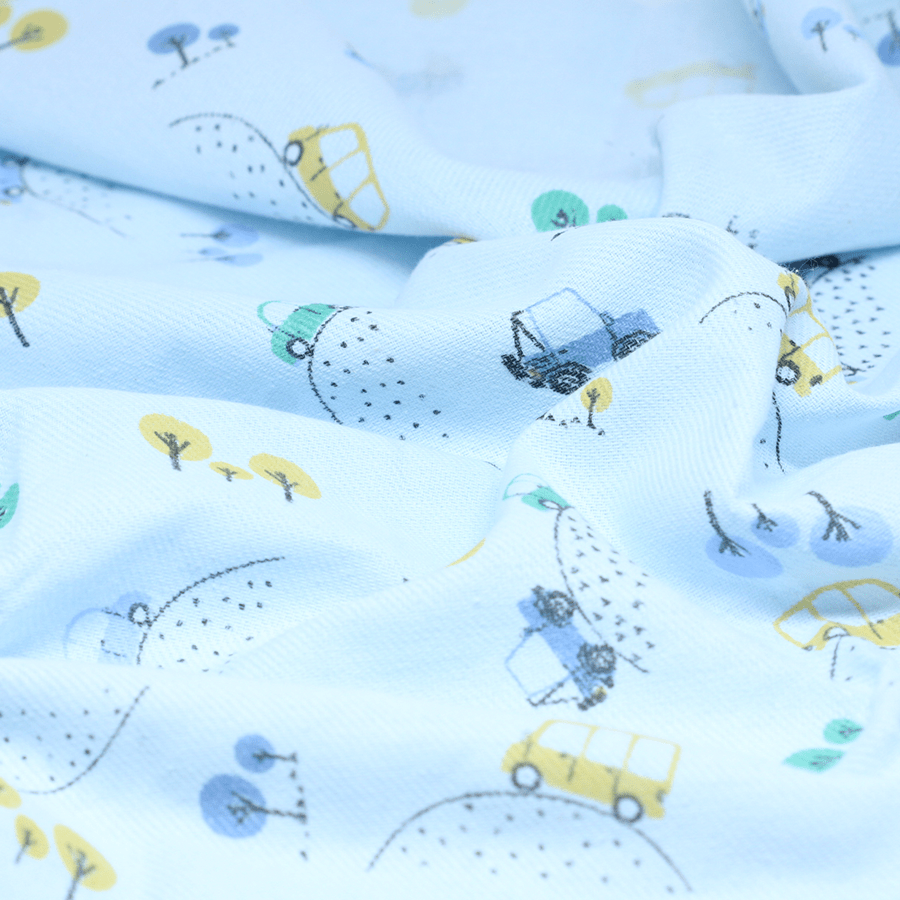 Tecido Flanela Baby - Bibi - Fundo Azul - 100% Algodão - Largura: 80cm