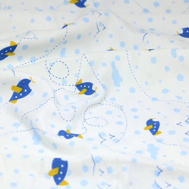 Tecido Flanela Baby - Céu de Aviões - 100% Algodão - Largura: 80cm