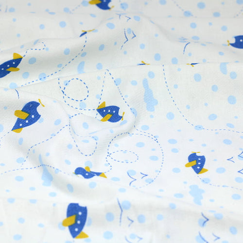 Tecido Flanela Baby - Céu de Aviões - 100% Algodão - Largura: 80cm