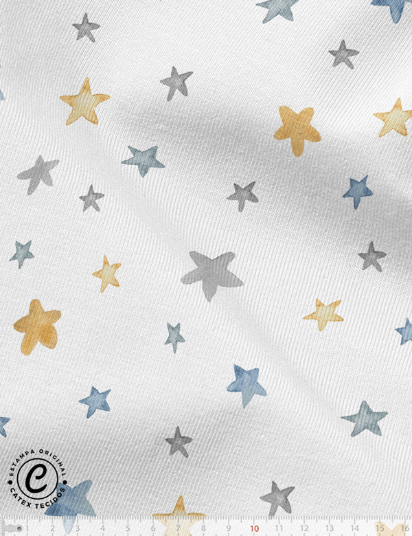 Tecido Flanela Baby Especial - Coleção Aviões Dreams - Estrelas - 100% Algodão - Largura: 1,44m