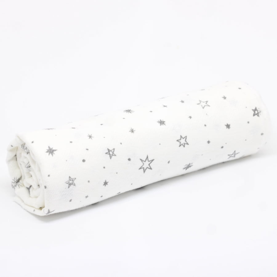 Tecido Flanela Baby - Estrelinhas Pretas - Branco - 100% Algodão - Largura: 80cm