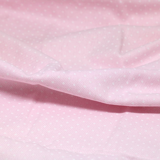 Tecido Flanela Baby - Pontinhos Brancos - Fundo Rosa - 100% Algodão - Largura: 80cm