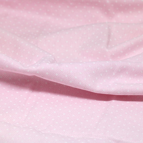 Tecido Flanela Baby - Pontinhos Brancos - Fundo Rosa - 100% Algodão - Largura: 80cm