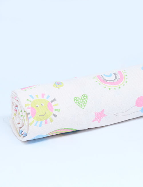 Tecido Flanela Baby - Solzinho - Fundo Rosa - 100% Algodão - Largura: 80cm