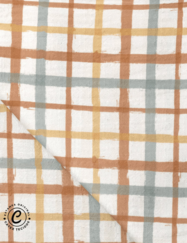 Tecido Fralda Estampada - Coleção Ludi Ateliê - Xadrez Ludi - 100% Algodão - 70cm x 70cm