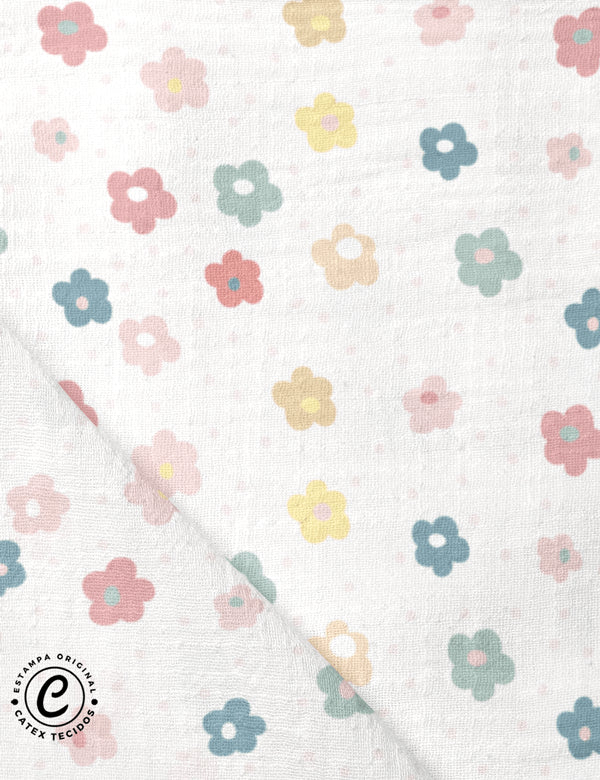 Tecido Fralda Estampada - Coleção Meu Mundo de Cores - Liberdade - 100% Algodão - 70cm x 70cm