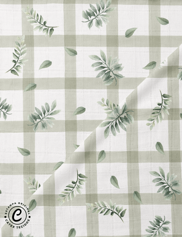 Tecido Fralda Quadriculada Estampada - Xadrez Zoo Safári - 100% Algodão - 60cm x 70cm
