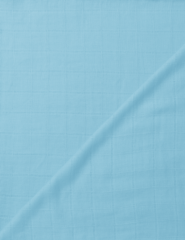 Tecido Fralda Quadriculada Lisa - Azul Claro - 100% Algodão - 60cm x 70cm