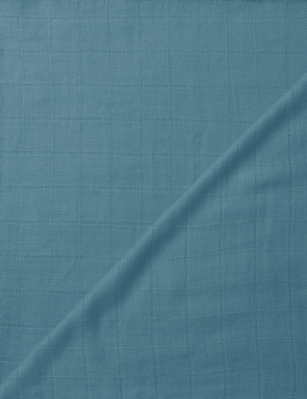 Tecido Fralda Quadriculada Lisa - Azul Seco - 100% Algodão - 60cm x 70cm
