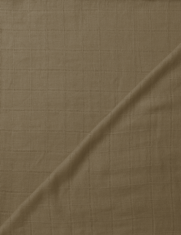 Tecido Fralda Quadriculada Lisa - Cáqui - 100% Algodão - 60cm x 70cm