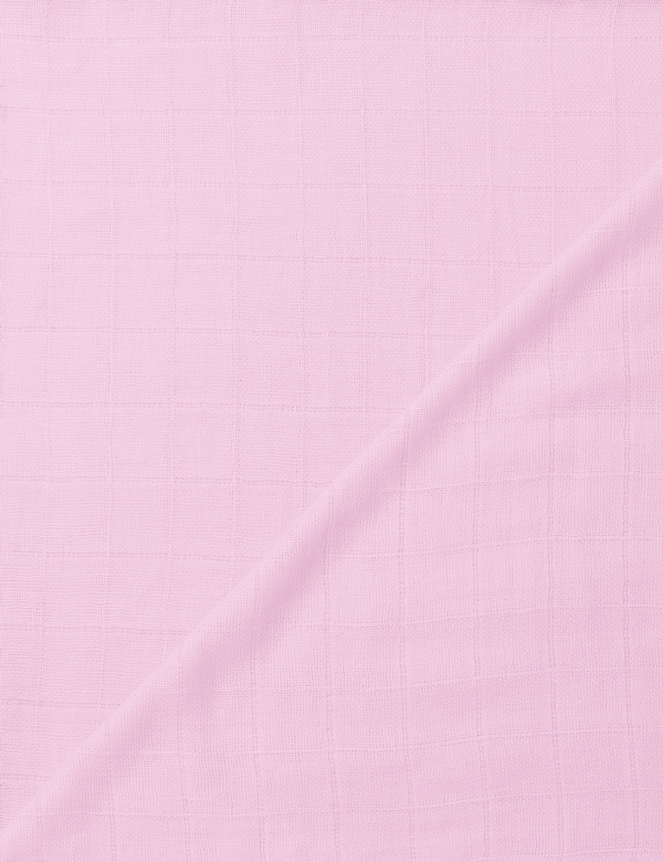 Tecido Fralda Quadriculada Lisa - Rosa Claro - 100% Algodão - 60cm x 70cm
