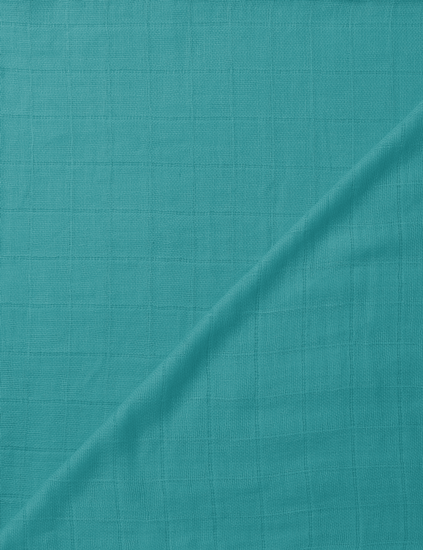 Tecido Fralda Quadriculada Lisa - Turquesa - 100% Algodão - 60cm x 70cm