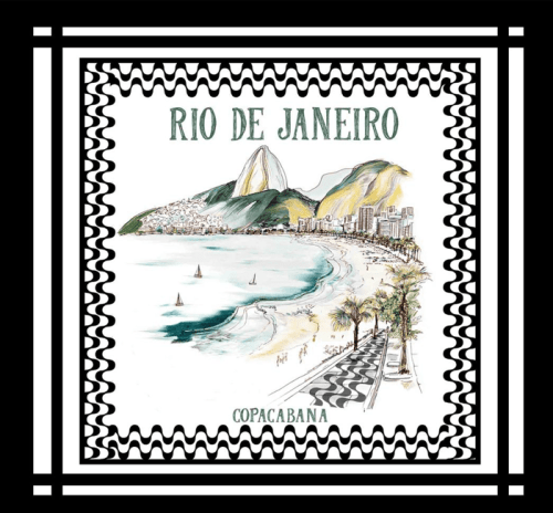 Tecido Viscose para Canga - Rio Ilustrado - 100% Viscose - 1,30m x 1,40m