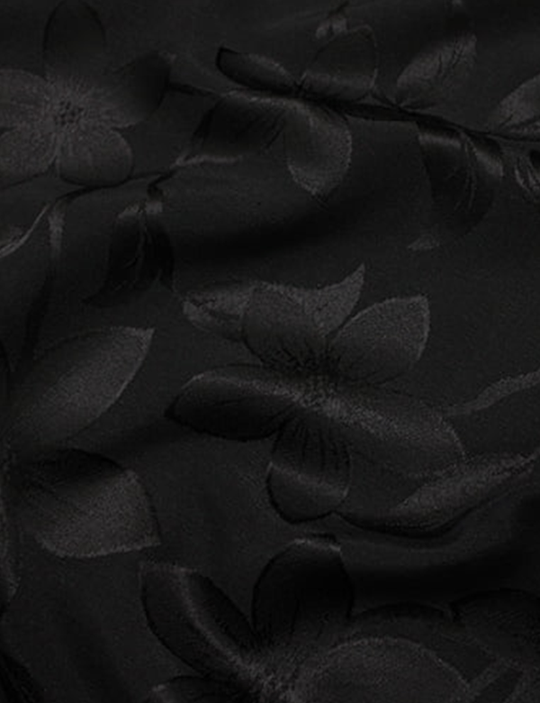 Tecido Jacquard Decor Largo Brocado Dupla Face - Floral Nubia - Preto - 55% Algodão 45% Poliéster - Largura 2,80m