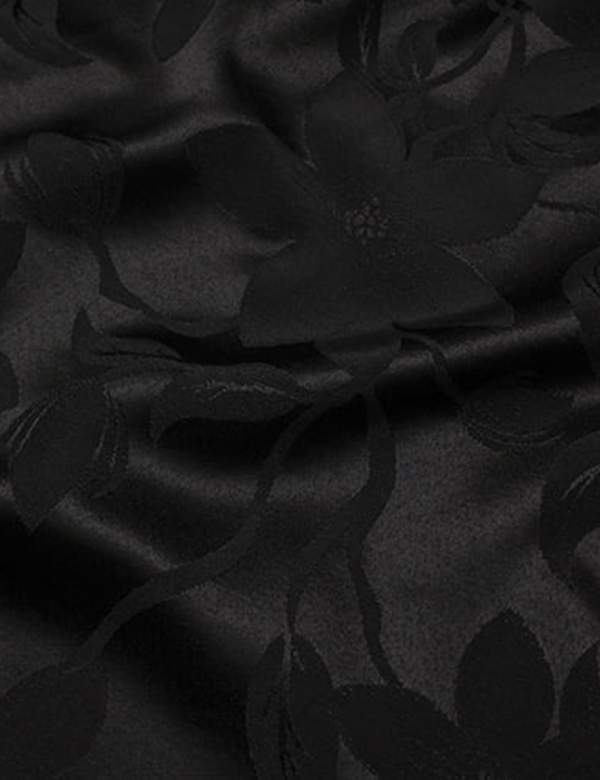 Tecido Jacquard Decor Largo Brocado Dupla Face - Floral Nubia - Preto - 55% Algodão 45% Poliéster - Largura 2,80m