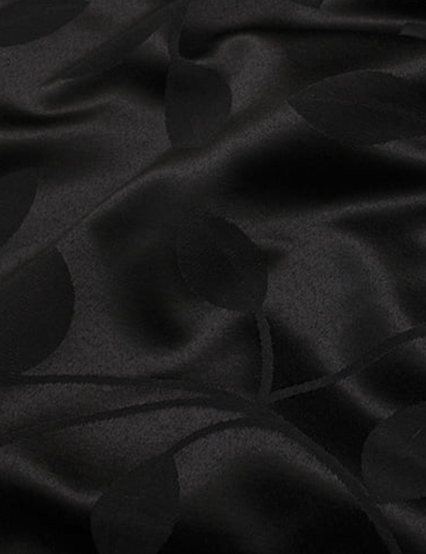Tecido Jacquard Decor Largo Brocado Dupla Face - Ramos - Preto - 55% Algodão 45% Poliéster - Largura 2,80m