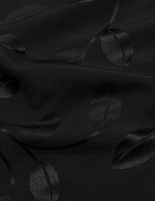 Tecido Jacquard Decor Largo Brocado Dupla Face - Ramos - Preto - 55% Algodão 45% Poliéster - Largura 2,80m