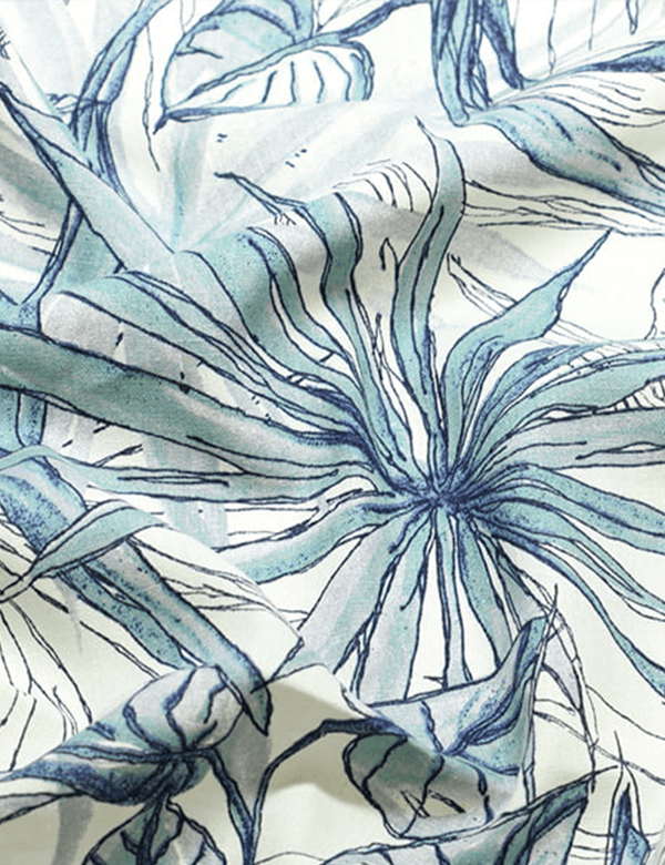 Tecido Linho Com Viscose Estampado - Maresias - Azul - 55% Linho 45% Viscose - Largura 1,35m