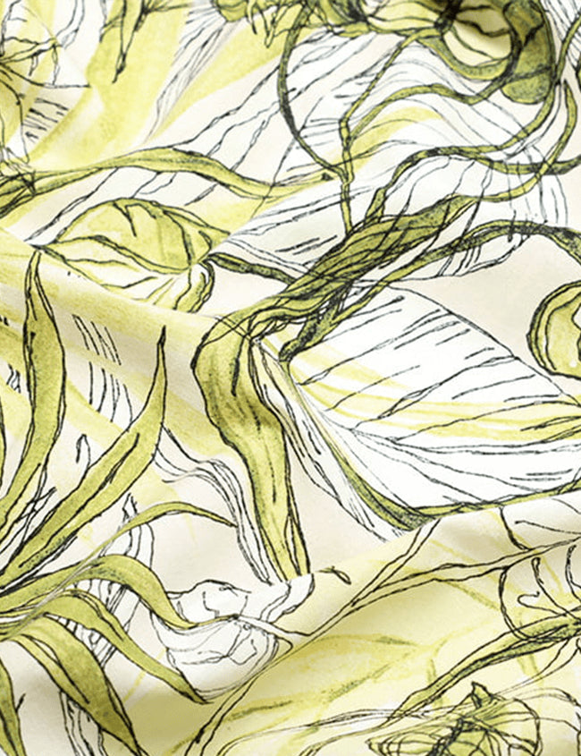 Tecido Linho Com Viscose Estampado - Maresias - Verde - 55% Linho 45% Viscose - Largura 1,35m