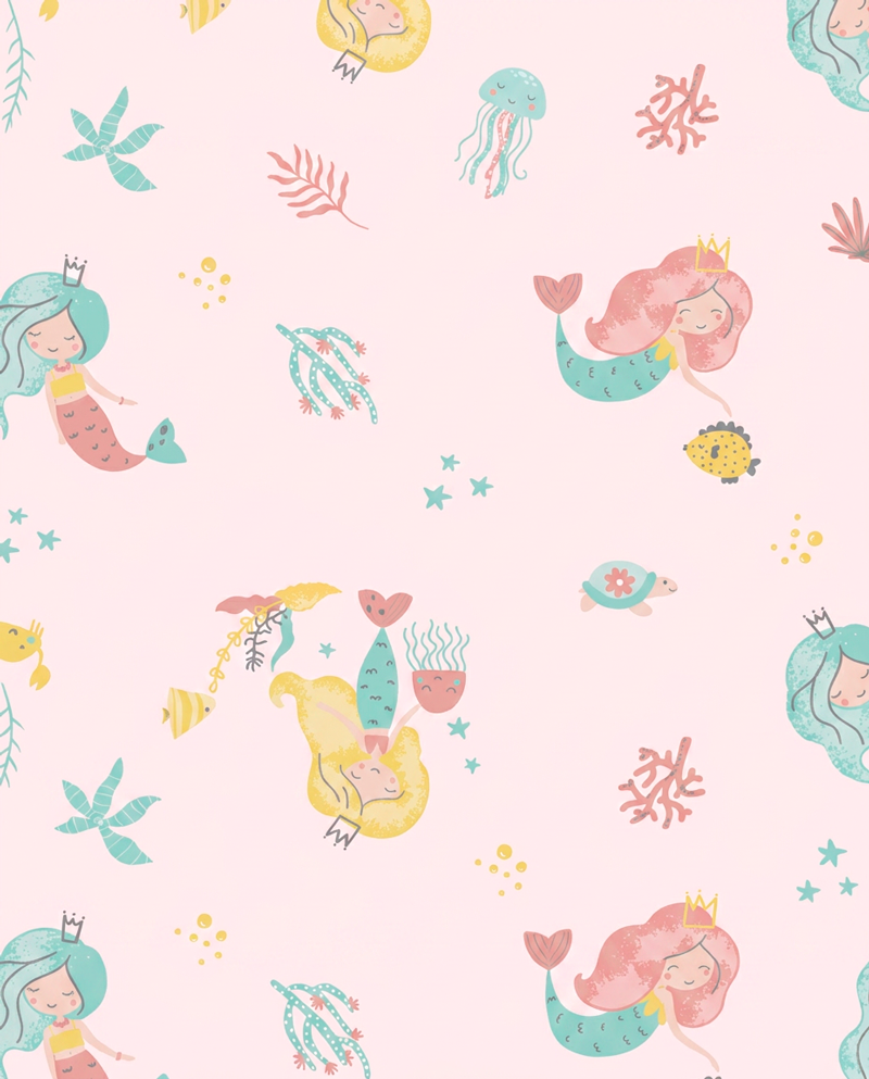 Tecido Flanela Baby - Fundo do Mar - Rosa Claro - 100% Algodão - Largura: 80cm