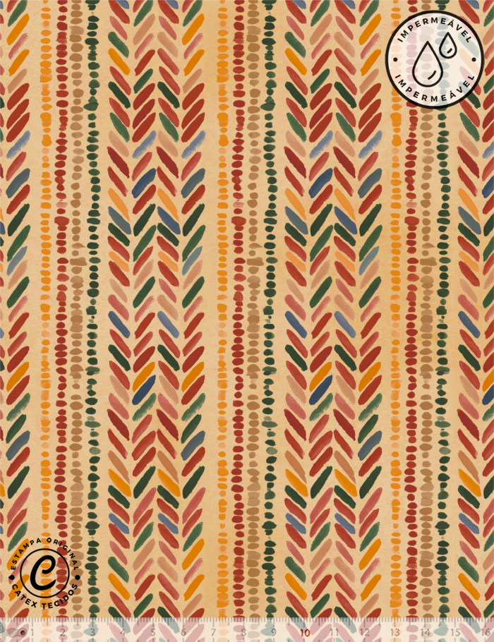 Tecido Sarja Impermeável Especial Coleção Feita de Cores por Colorida - Favos de Flor - Composê - 100% Algodão - Largura 1,50m