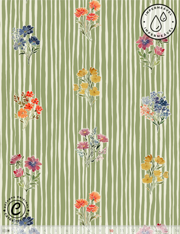Tecido Sarja Impermeável Especial Coleção Feita de Cores por Colorida - Encanto - 100% Algodão - Largura 1,50m