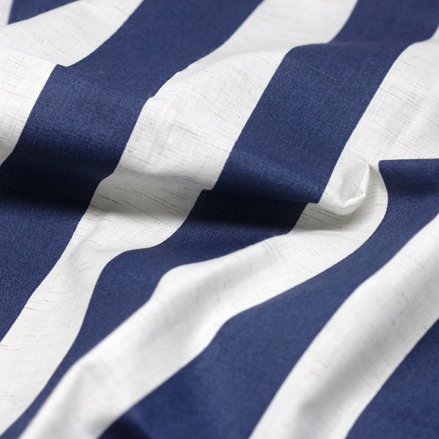 Tecido Percal 180 fios com Linho - Listras - Azul Marinho - 84% Algodão 12% Viscose 4% Linho - Largura 2,50m