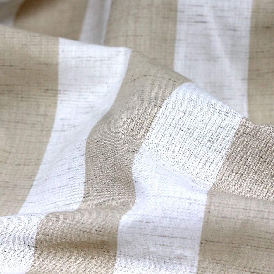 Tecido Percal 180 fios com Linho - Listras - Bege - 84% Algodão 12% Viscose 4% Linho - Largura 2,50m