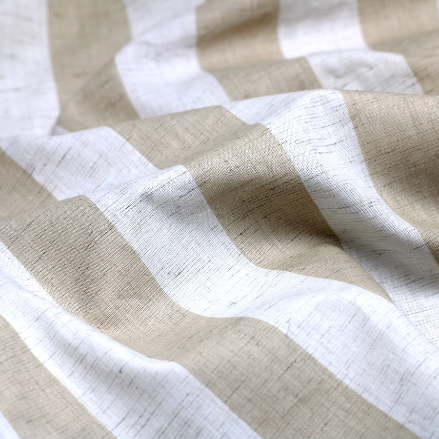 Tecido Percal 180 fios com Linho - Listras - Bege - 84% Algodão 12% Viscose 4% Linho - Largura 2,50m