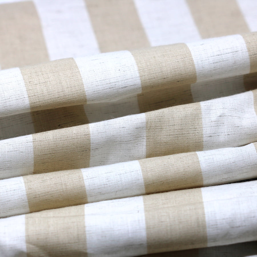 Tecido Percal 180 fios com Linho - Listras - Bege - 84% Algodão 12% Viscose 4% Linho - Largura 2,50m
